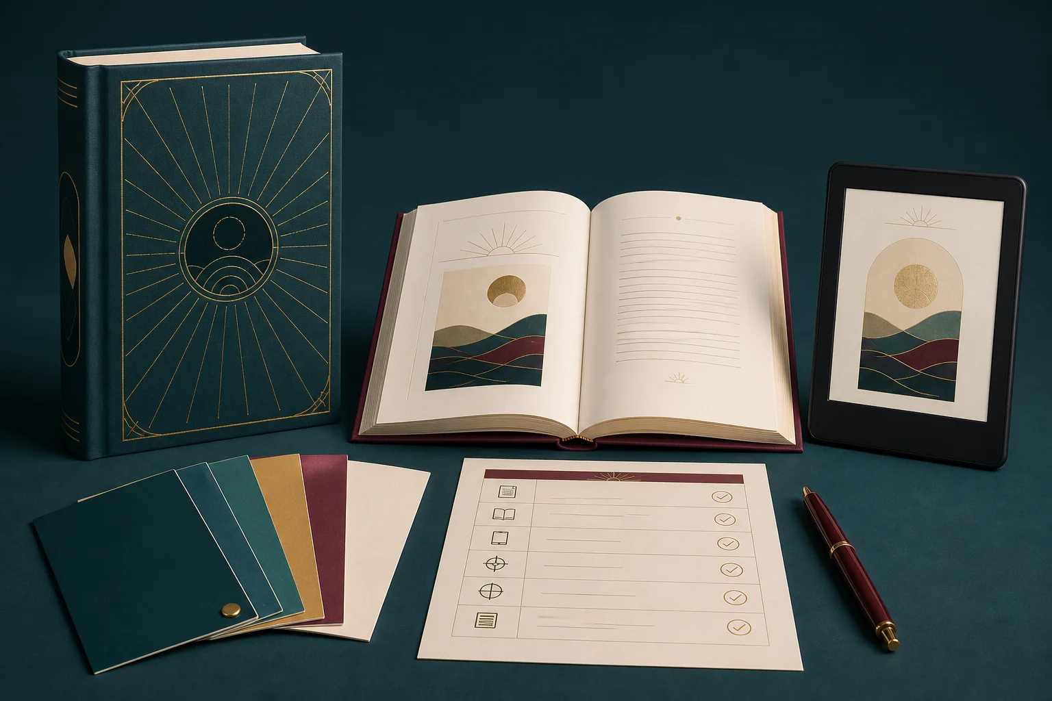 Illustration of book production and publishing preparation
